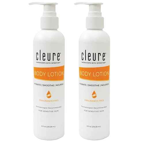 Cleure Body Lotion for Sensitive Skin - Daily Moisturizer with Shea Butter & Vitamin E - Fragrance Free, Gluten Free, Paraben Free (8 oz, Pack of 2)