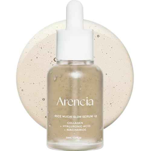 Arencia Rice Mucin Glow Serum, Collagen + Hyaluronic Acid & Niacinamide, 1.01 fl oz