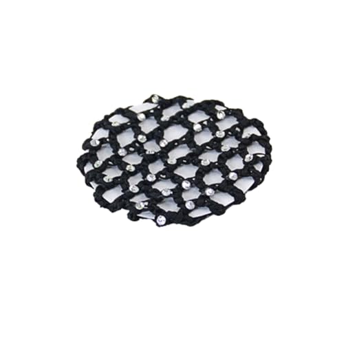Women Handmade Crochet Bun Cover 2 Pack with Pearl Decor for Ballet & Hair Styling