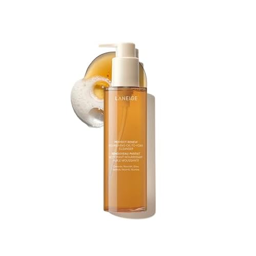 LANEIGE Perfect Renew Nourishing Oil-to-Foam Cleanser: 2-in-1 Anti-Aging Face Wash for a Radiant Glow to Remove Makeup, Sunscreen, & Impurities