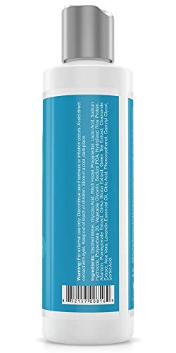 Glycolic Acid Toner - Professional Exfoliating Anti-Aging Toning Solution for Face with 10% AHA, Witch Hazel, Hydrolyzed Rice Protein and Pomegranate & Ginkgo Biloba Extracts - 1 Bottle of 6 fl oz