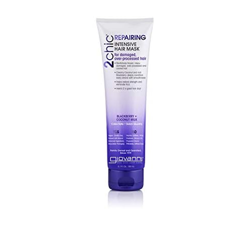 GIOVANNI 2chic Ultra-Repairing Hair Mask - Blackberry & Coconut Oil for Dry, Damaged & Processed Hair, Argan, Jojoba, Shea Butter & Keratin, Lauryl & Laureth Sulfate Free, Color Safe - 5 oz