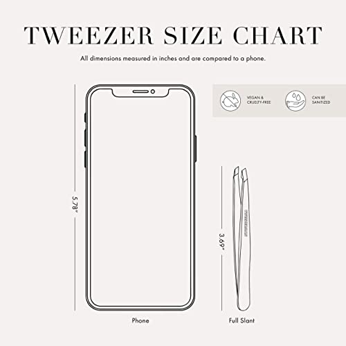 Tweezerman Stainless Steel Slant Tweezer - Eyebrow Tweezers for Women and Men (Blue Stone) (Pack of 2)