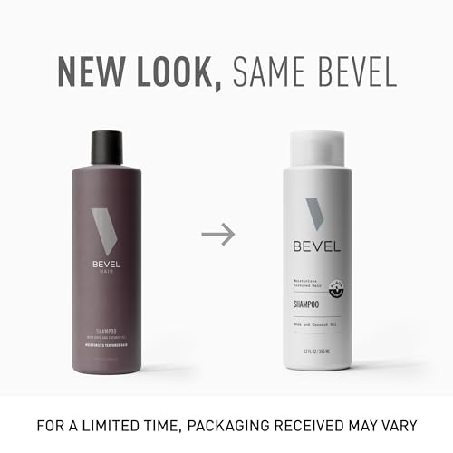 Bevel Shampoo for Men - Sulfate Free Shampoo for Textured Hair with Coconut Oil and Shea Butter, Detangles Coarse, Curly Hair, 12 Oz (Pack of 2)