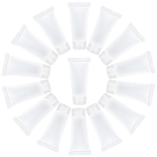 AUEAR, 24 Pack 20 Ml Empty Refillable Plastic Soft Tubes Travel Bottles Holder with Screw Caps Cosmetic Tube