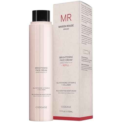 Codeage Maison Rouge Brightening Face Cream Refill Glutathione Cream, Collagen Peptides, Vitamin E, CoQ10 ? Radiance & Antioxidant Complex ? Paraben and Sulfates Free ? Skin Care - 1.7 fl oz
