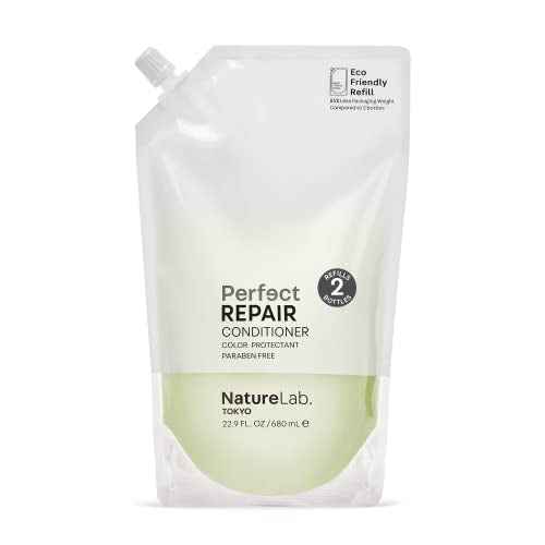 NatureLab.TOKYO Perfect Repair Conditioner - Lightweight Conditioner for Damaged, Color-Treated Hair - Penetrates Roots and Revitalizes & Restores Strands - Japanese Hair Care - Refill Pouch, 22.9oz
