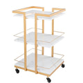 Gold Salon Rolling Cart with 3 Shelves & Lockable Wheels