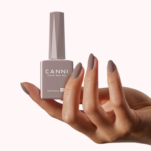 CANNI 9014 Light Brown Nude Grey Gel Nail Polish, High-Gloss Soak-Off UV/LED