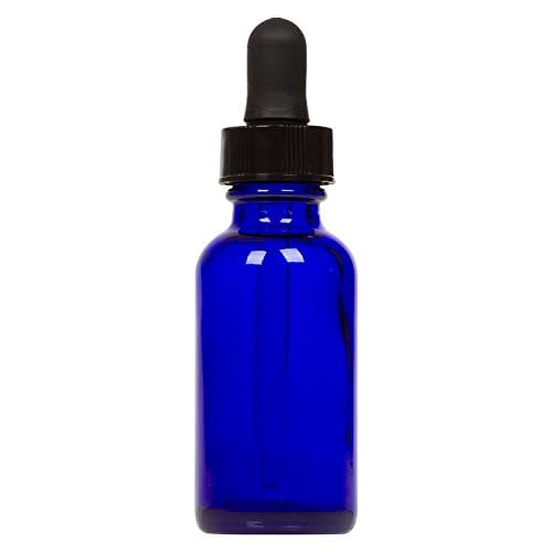 Earthborn Elements Cobalt Glass Bottles with Eye Droppers (1 oz, 4 pk) For Essential Oils, Colognes & Perfumes