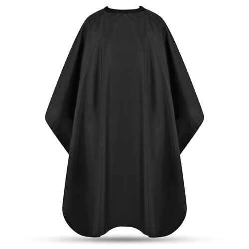 Hair Cutting Cape with Adjustable Snap Closure, Professional Barber Cape, Large Size Haircut Salon Supplies for Men and Women - (Black)