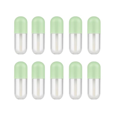10 Pack 5ml Capsule Lip Gloss Tubes with Wand Applicator