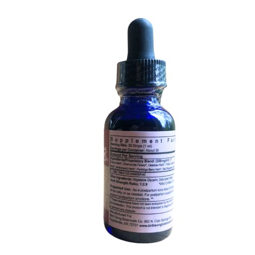 Birth Song Botanicals Nurtured Mother Postpartum Essentials and Support Supplement, Herbal Afterbirth Tincture for New Moms After Labor and Delivery, Natural Postpartum Care, 1oz Bottle