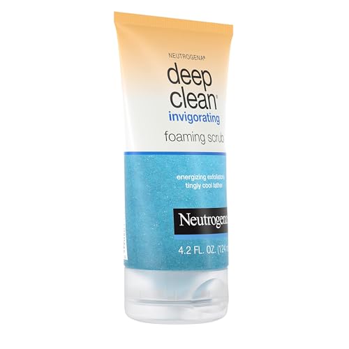 Neutrogena Deep Clean Invigorating Foaming Facial Scrub with Glycerin, Cooling & Exfoliating Gel Face Wash to Remove Dirt, Oil & Makeup, 4.2 fl. oz