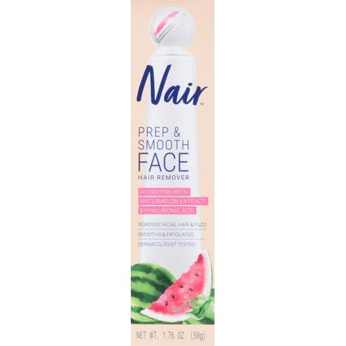 NAIR Prep & Smooth Face Exfoliating Depilatory Cream for Women - Effective Hair Removal for Smooth Skin with Hyaluronic Acid,1.76 oz,(Pack of 2)