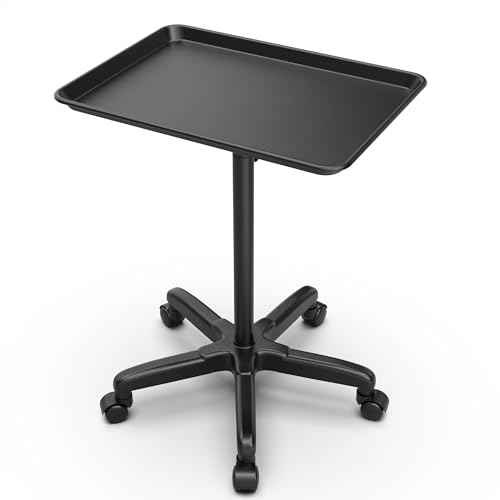TASALON Salon Tray on Wheels Adjustable Salon Service Rolling Tray Hairstylist for Dental, Hairdresser Cart with Wheels Aluminum Rolling for Hairstylist, Sap, Medical
