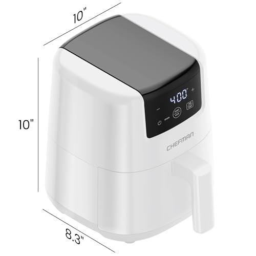 CHEFMAN 2 Qt Mini Air Fryer – Digital Space-Saving Compact Air Fryer with Nonstick and Dishwasher Safe Basket, Quick & Easy Meals in Minutes, Features Digital Timer and Shake Reminder – White