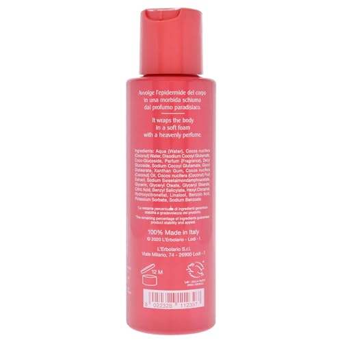 L¡¯Erbolario Coconut Bath Cream - Coconut Body Wash with Hydrating Glycerine - Nourishing and Balancing Skin Care - Paraben and Sulfate Free - 3.3 oz