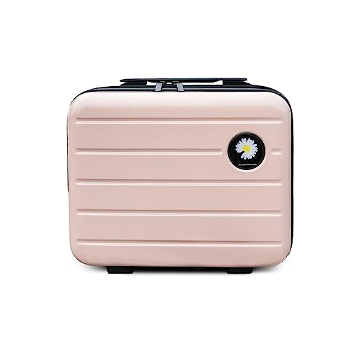 16 inches Large Capacity Hard Shell Cosmetic Case with Zipper and Handle Makeup Travel Case for Women Girl Pink