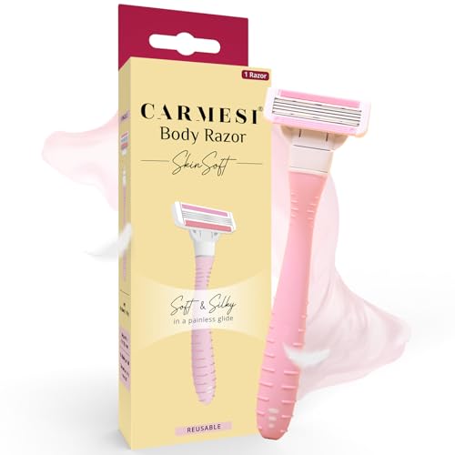 Carmesi Women¡¯s Body Razor | Reusable Razor with 4 Swedish Stainless Steel Blades | Aloe Vera & Vitamin C Strip | Smooth, Painless Hair Removal for Legs, Arms, Bikini Area | Pack of 1