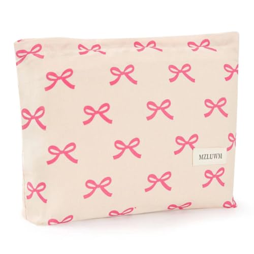 Floral Makeup Bag with Pink Bow – Large Cosmetic Organizer