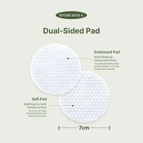 ROUME One-Step Water Parsley Cleansing Pad (65 Pads) - Korean Face Cleanser & Makeup Remover for Sensitive Skin, Dual-Sided Embossed Pads with 16,987ppm Parsley Extract, EWG Green & Vegan, 6.4 fl.oz.