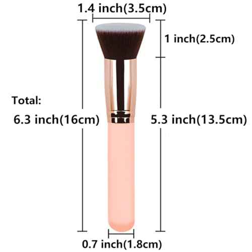 Kabuki Brushes 2pcs Foundation Blush Brush Makeup Brushes for Liquid Cream Powder Professional Cosmetics Blender Brush Face Blending Buffing Brushes Thick Soft Synthetic Fibers Flat Top (Pink)