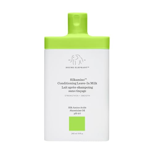 Drunk Elephant Silkamino Conditioning Leave-In Milk - 240 ml/8 fl oz - Silk Amino Acids - Clean Clinical - Cruelty-Free - Dermatologist-Tested - Free of Essential Oils, Silicones, and SLS