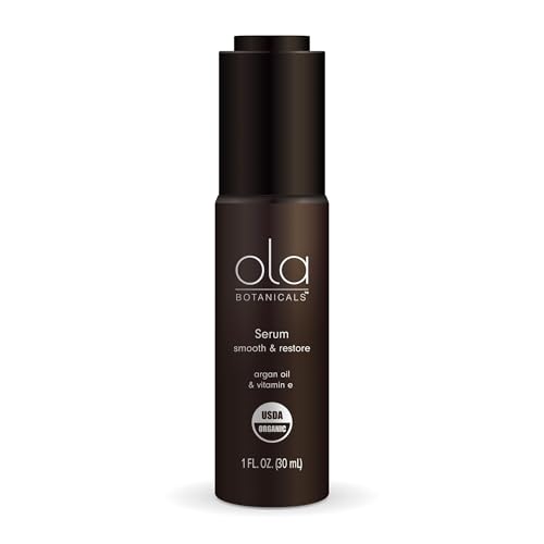 Ola Botanicals Organic Serum, 1 Fl. Oz. (30 mL), Smooth and Restore, Argan Oil and Vitamin E, Certified USDA Organic, Cruelty Free, Non-GMO, Dr. Mercola