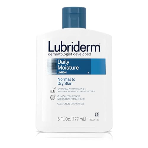 Lubriderm Daily Moisture Hydrating Unscented Body Lotion with Vitamin B5 for Normal to Dry Skin, Non-Greasy and Fragrance-Free Lotion. 1 fl. oz