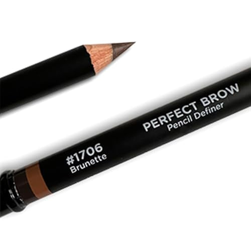 Lord & Berry Perfect Brow Pencil Definer Brunette 1706 - Highly Pigmented Eyebrow Makeup with Spoolie & Dual Tip