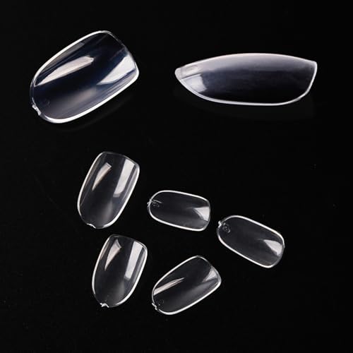 HerMia 600pcs Round Head Shaped Nail Tips Artificial Full Cover False Flake Nail Tips 10 Sizes Acrylic Clear Nails for Nail Salon Nail Shop DIY Nail Extension Nail Art (Round Head - Clear)