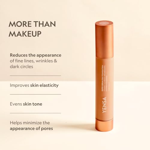 YENSA Super Serum Silk Foundation Tan 2 - Hydrating Full Coverage with Vitamin C & Bakuchiol Oil, 1 oz