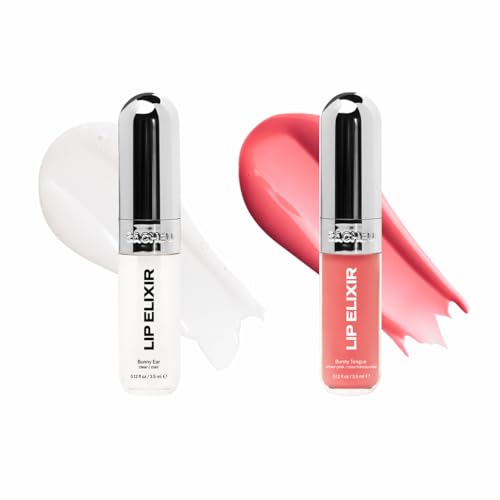 Sacheu Lip Elixir Hydrating Lip Gloss Clear & Sheer Pink Pack of 2 - 0.12 Fl Oz Each