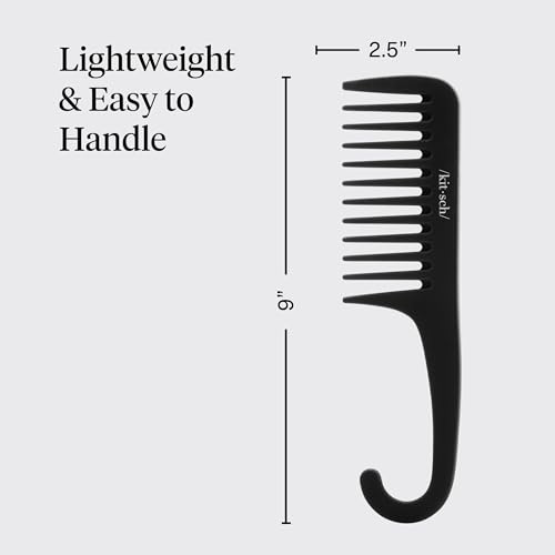 Kitsch Wide Tooth Comb for Curls - Black Detangling Shower Comb for Wet Hair