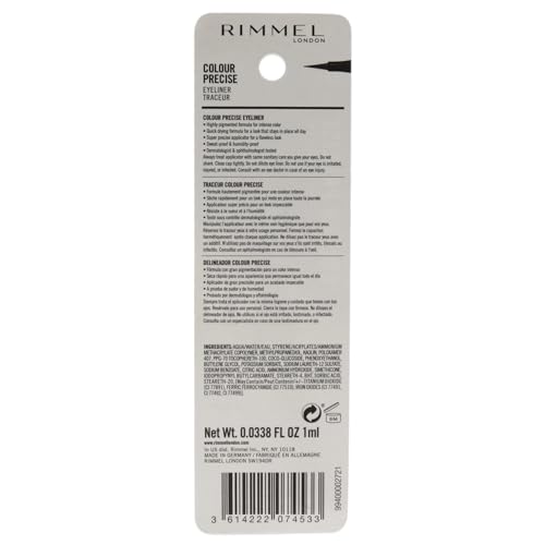 Rimmel London Color Precise Eyeliner - 001 Black Eyeliner Women 0.03 oz