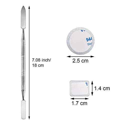 Sumind 101 Pack Metal Stickers for Eyeshadow Palette Set, Includes 1 Makeup Depotting Tool, Adhesive Empty Metal Makeup Colorful Palette Stickers(50 Pcs Square £«50 Pcs Round)