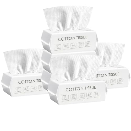 Disposable Face Towel, 100% Plant Cotton Fiber Biodegradable, Dry/Wet Use Facial Clean Washcloth Tissue Makeup Remover Cloth Pads Wipes for Sensitive Skin Cleaning,Travel (420 ct, 6 pack)
