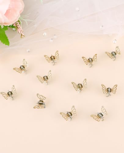 Wecoe 30pcs Small Butterfly Hair Clips Mini Claw Clips Cute Gold Hair Clips Metal Decorative Tiny Hair Clips Kid Baby Toddler Halloween Hair Accessories Women Girls Gift