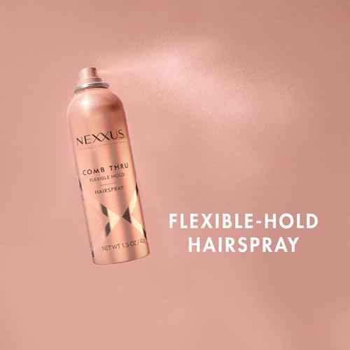 Nexxus Travel Hairspray, Comb Thru Flexible Hold 4-Pack ? 72-Hour Anti-Humidity Shield, 48-Hour Frizz Control, Rose Fragrance, 1.5 Oz Ea