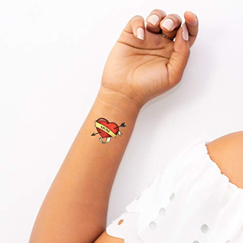 Mom Heart Temporary Tattoos Pack of 10 | Waterproof
