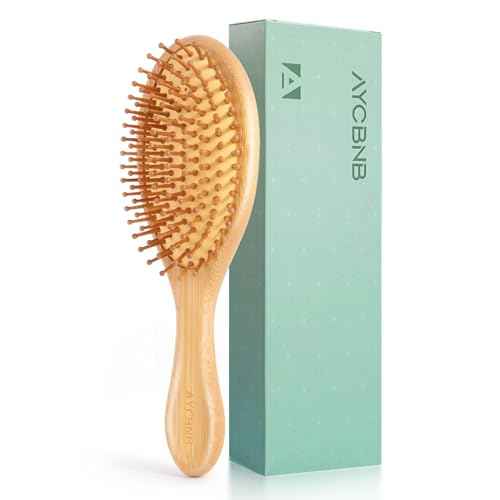 2 Piece Bamboo Hair Brush for Hair Growth, Wooden Paddle Detangler Hairbrush with Natural Bamboo Bristles, For All Hair Types - Women & Men, Scalp Massage, Smooths Tangles & Knots