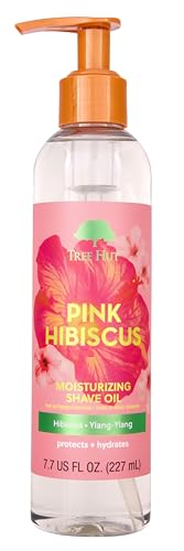 Tree Hut Pink Hibiscus Moisturizing & Hydrating Bare Shave Oil, 7.7 fl oz, Gel-to-Oil Formula, Ultra Hydrating Barrier for a Close, Smooth Shave, For All Skin Types