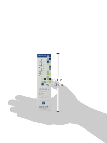 Andalou Naturals CLEAR SKIN Argan Stem Cell BB Benefit Balm, Un-Tinted SPF 30, 2-in-1 BB Cream & Face Sunscreen with Broad Spectrum Protection, Mineral Sunscreen for Oily Skin, 2 Fl Oz