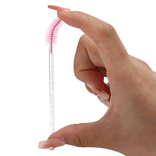 Pink Disposable Mascara Wands 100 Pcs with Reusable Container – Eyelash Extension & Makeup Brush