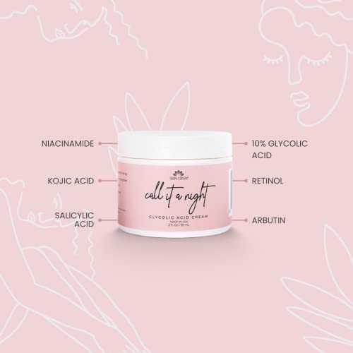 SKIN DEVA Glycolic Acid Night Cream, Exfoliating Face Cream with Kojic Acid, Niacinamide & Retinol, Helps Improve Skin Texture, Brighten Appearance & Minimize the Look of Pores ? 2 oz
