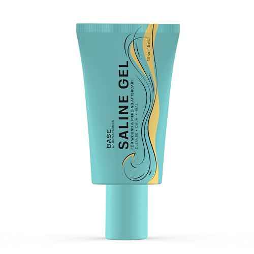 Base Labs Saline Gel 1.5oz ? Piercing Aftercare & Piercing Bump Solution ? Nose, Ear & Belly Button Piercing Care ? Hydrating Gel for Piercings, Burns & Irritations ? Aloe Vera, Tea Tree & Sea Salt