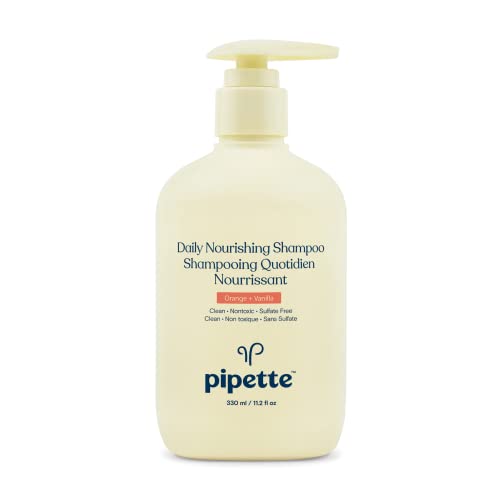 Pipette Daily Nourishing Shampoo - Tear Free Shampoo for Kids, Adds Moisture, 100% Plant-Derived Squalane and Quinoa, Orange + Vanilla Aroma, 11.2 fl oz