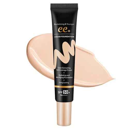 CC Cream Tinted Moisturizer With SPF 50, Color Correcting Foundation, Full Coverage, Blemish Cover, Hydrating & Long-Lasting Matte Finish (Natural)