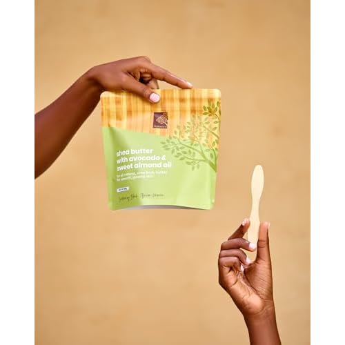 Raw Shea Butter with Avocado & Sweet Almond Oil - floral scent 100% Natural Ghana Shea Butter whipped for Dry Skin, Hair & Body. Pure, Vegan, Handmade, Eco-friendly Skincare 350g